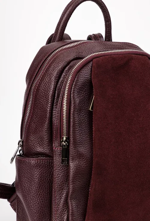 Rucsac dama bordo din piele texturata picture - 5