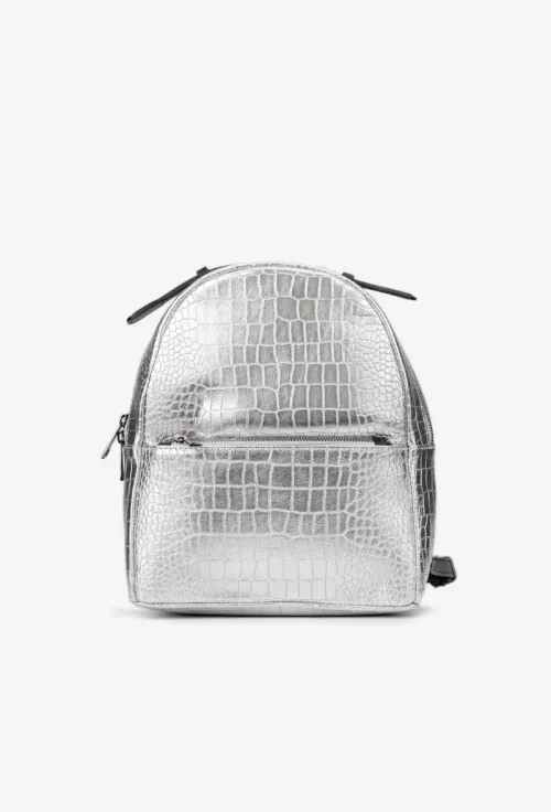 Rucsac dama din piele naturala argintie sidefata picture - 2