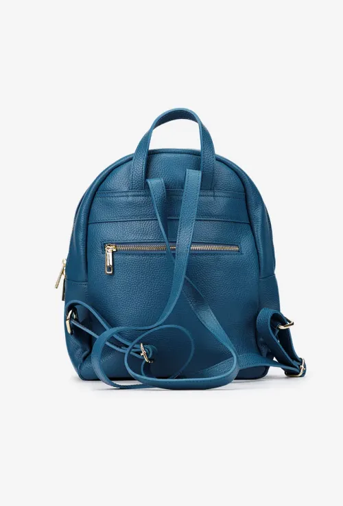 Rucsac dama din piele texturata albastra picture - 4