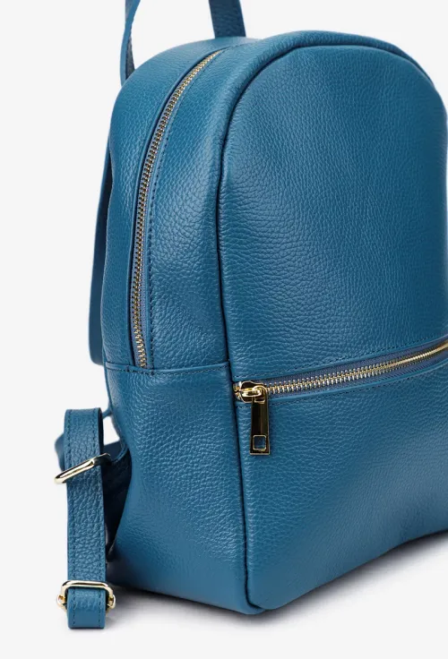 Rucsac dama din piele texturata albastra picture - 3