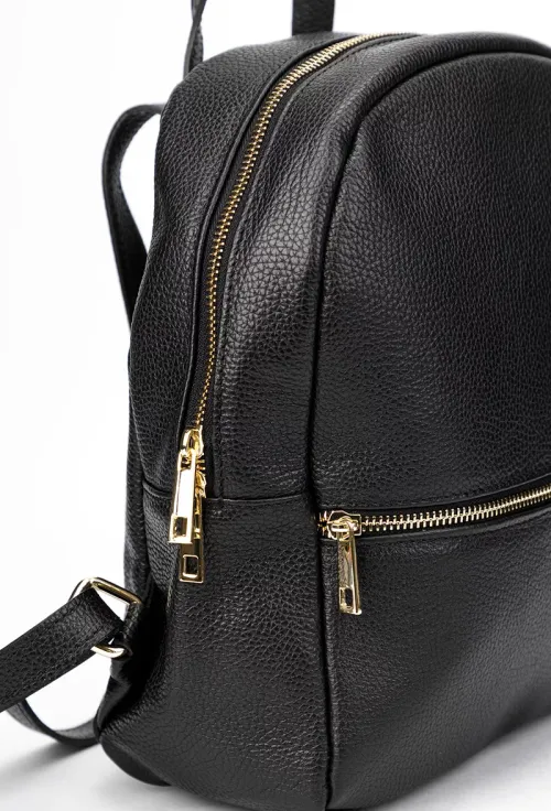 Rucsac dama din piele texturata neagra picture - 3