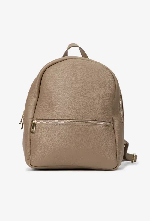 Rucsac dama din piele texturata taupe picture - 2
