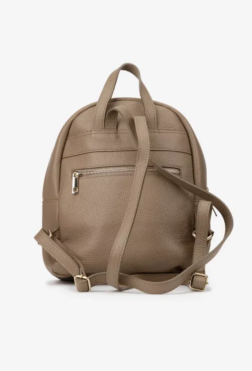 Rucsac dama din piele texturata taupe picture - 4