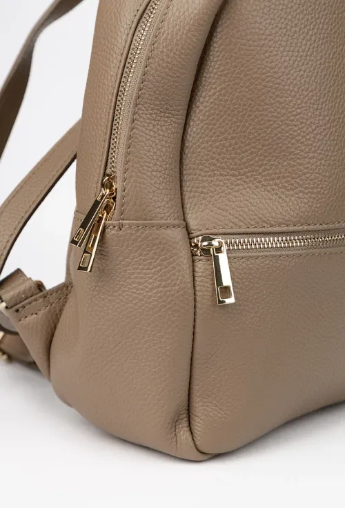 Rucsac dama din piele texturata taupe picture - 3