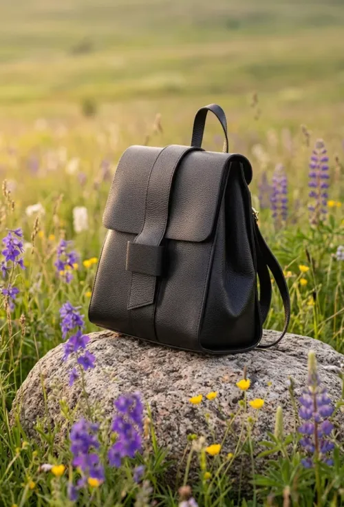 Rucsac dama elegant stil geanta din piele neagra picture - 4
