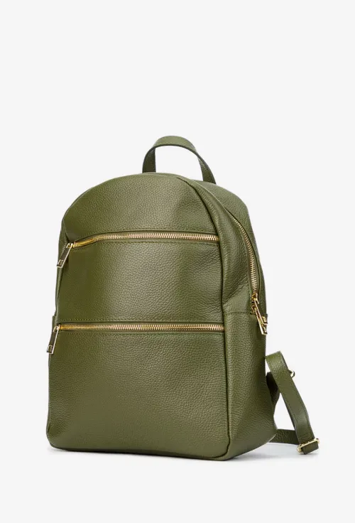 Rucsac dama kaki din piele texturata picture - 2