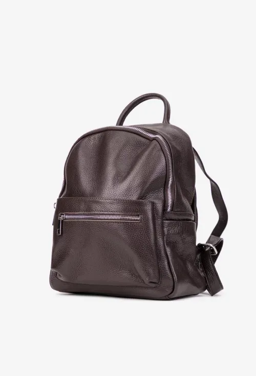 Rucsac dama maro inchis din piele texturata picture - 2