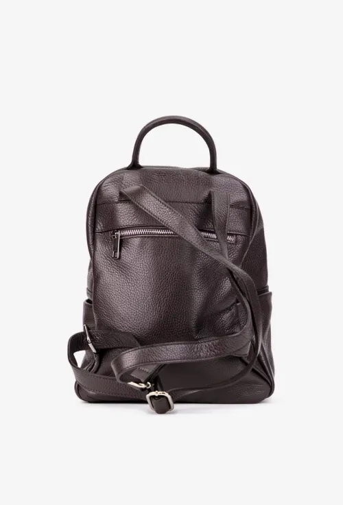 Rucsac dama maro inchis din piele texturata picture - 3