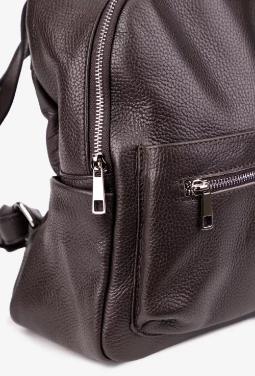 Rucsac dama maro inchis din piele texturata picture - 4