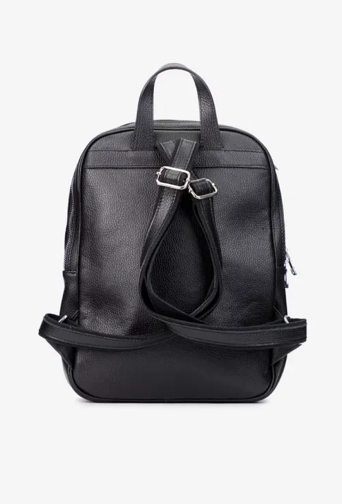Rucsac dama negru din piele naturala texturata picture - 4