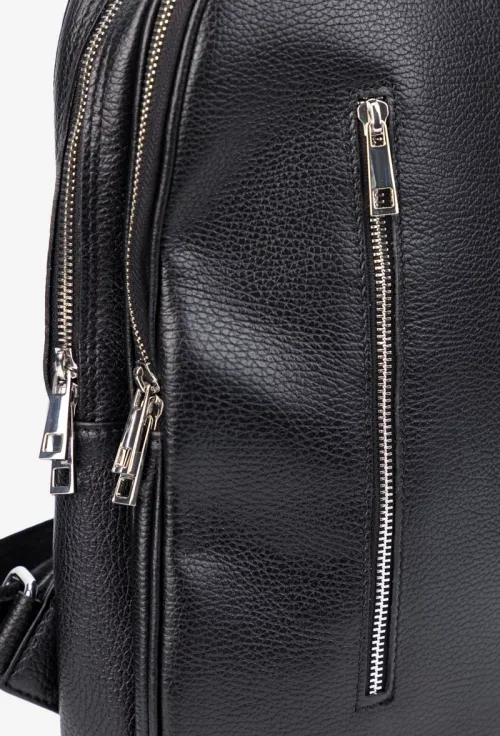 Rucsac dama negru din piele naturala texturata picture - 3