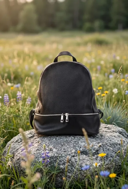 Rucsac dama negru din piele texturata picture - 3