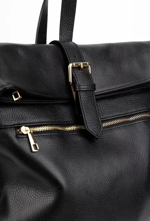 Rucsac dama negru din piele texturata picture - 3