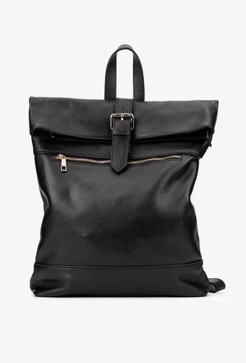 Rucsac dama negru din piele texturata picture - 5
