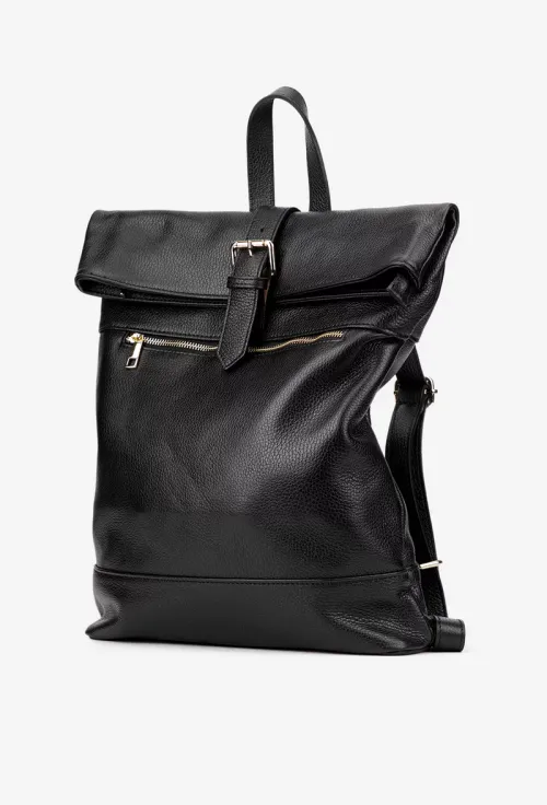 Rucsac dama negru din piele texturata picture - 2
