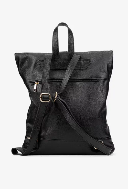 Rucsac dama negru din piele texturata picture - 4