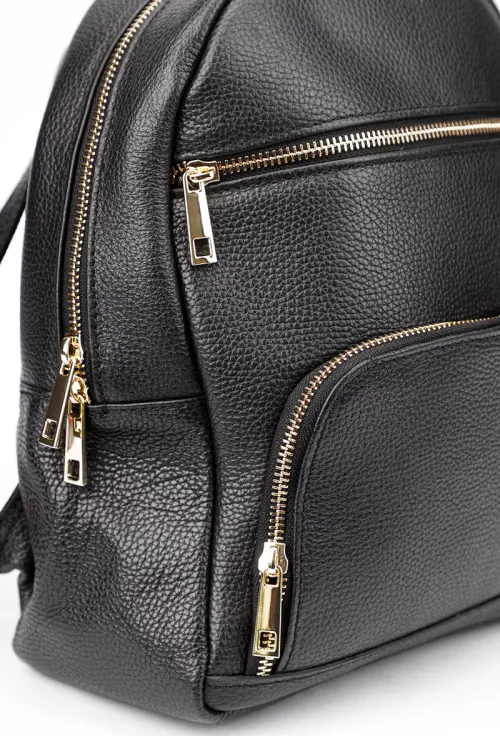 Rucsac dama negru din piele texturata cu buzunare picture - 3
