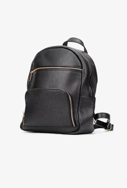Rucsac dama negru din piele texturata cu buzunare picture - 2