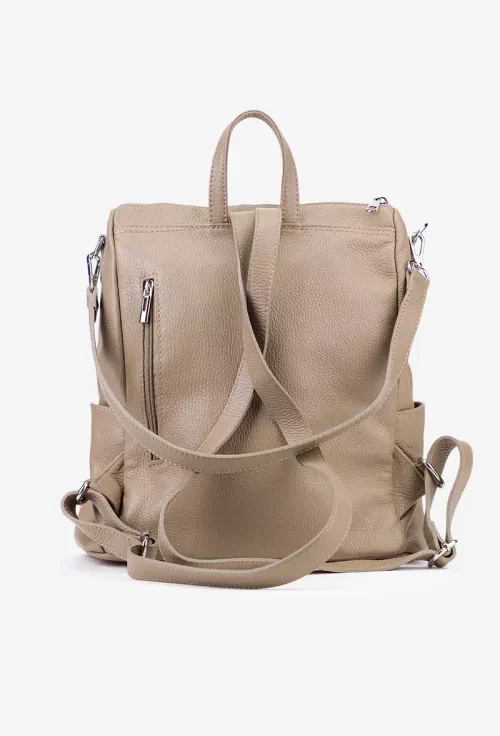 Rucsac dama taupe confectionat din piele texturata picture - 4