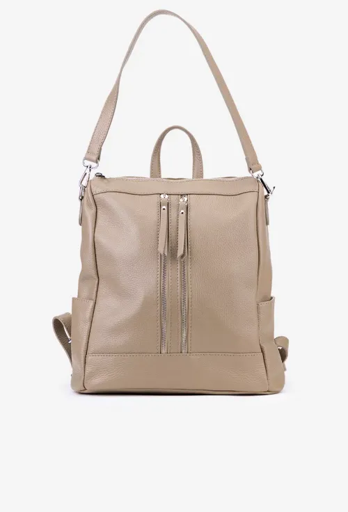 Rucsac dama taupe confectionat din piele texturata picture - 5