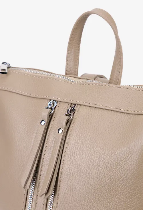 Rucsac dama taupe confectionat din piele texturata picture - 3