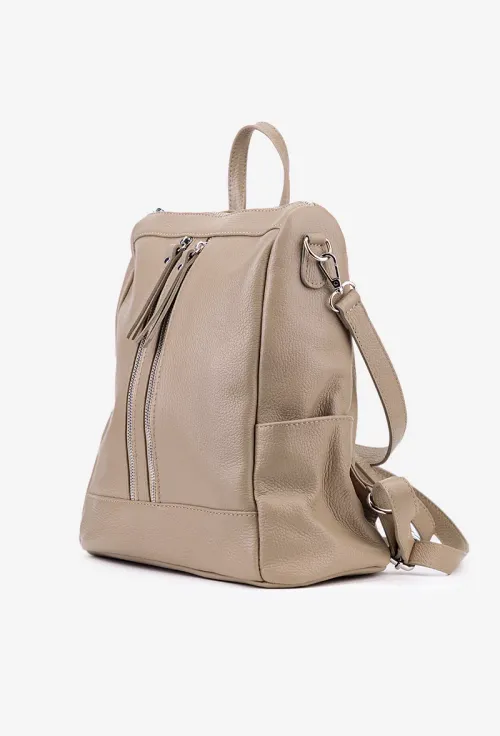 Rucsac dama taupe confectionat din piele texturata picture - 2