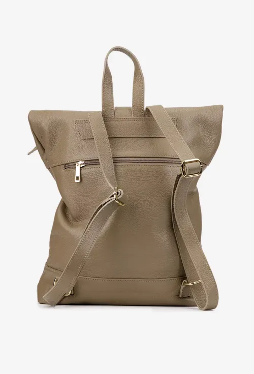 Rucsac dama taupe din piele texturata picture - 3