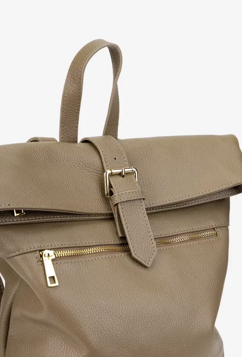 Rucsac dama taupe din piele texturata picture - 4