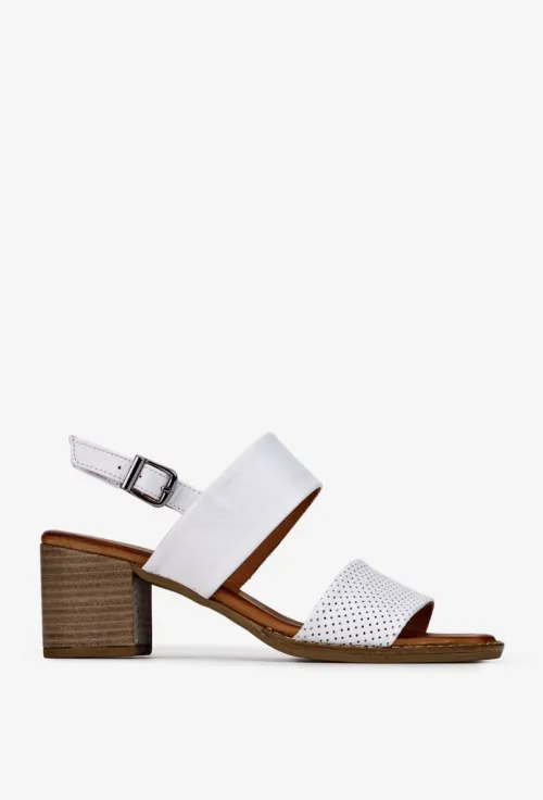 Sandale dama albe din piele naturala cu aspect perforat picture - 3