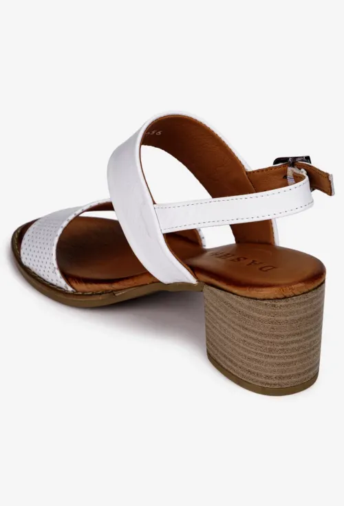 Sandale dama albe din piele naturala cu aspect perforat picture - 4
