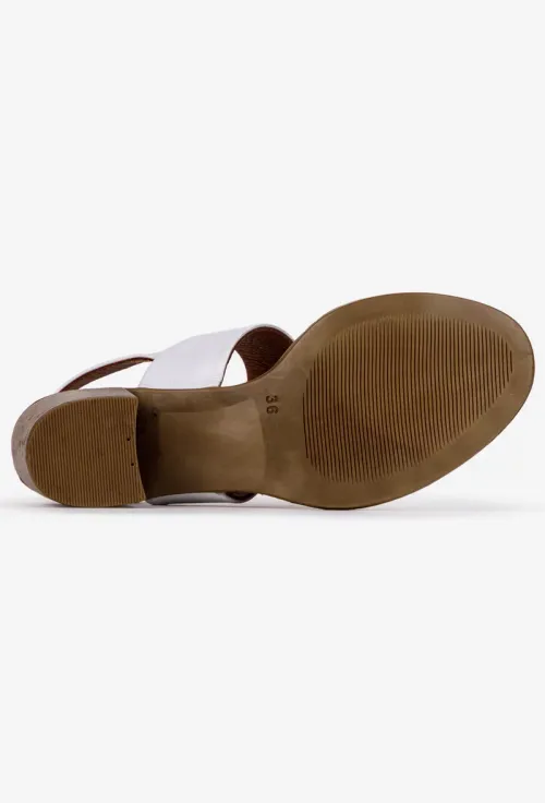 Sandale dama albe din piele naturala cu aspect perforat picture - 5