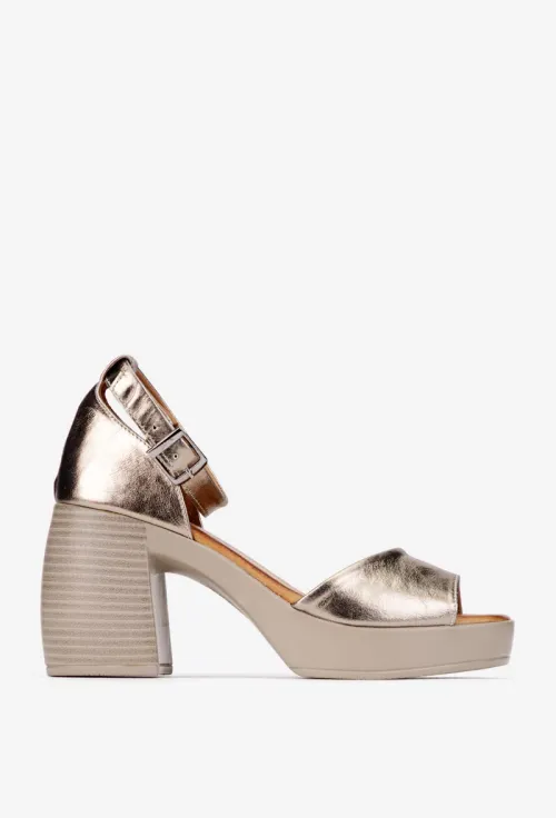 Sandale dama bronz din piele naturala cu platforma picture - 3