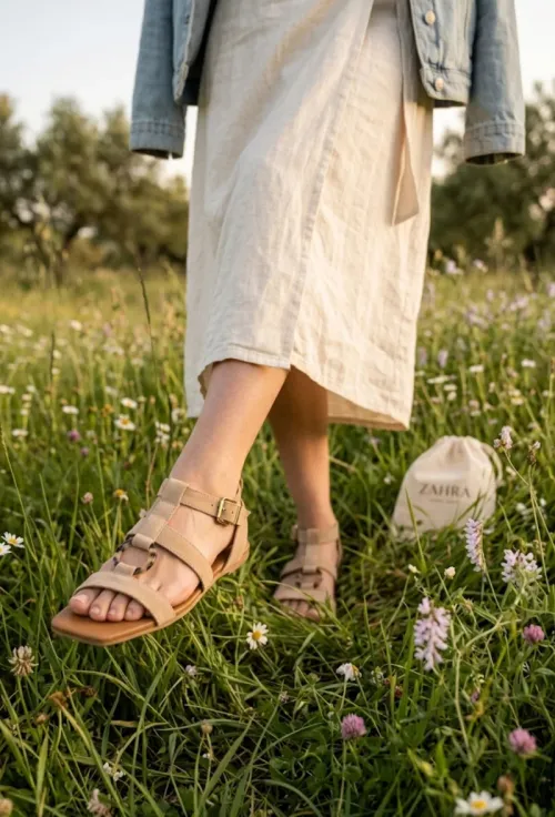 Sandale dama din piele intoarsa taupe picture - 2