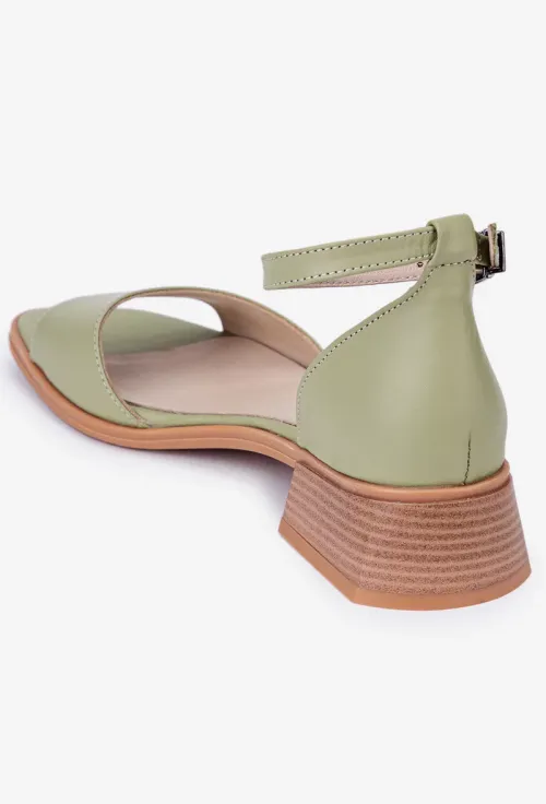 Sandale dama din piele naturala verde deschis NUR picture - 4