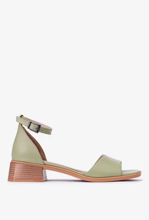 Sandale dama din piele naturala verde deschis NUR picture - 3