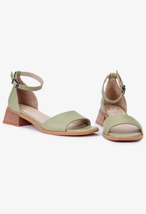 Sandale dama din piele naturala verde deschis NUR picture - 6