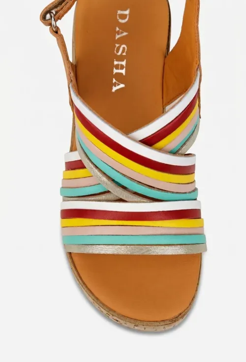 Sandale dama multicolore din piele naturala picture - 8