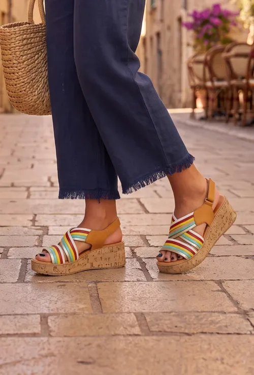 Sandale dama multicolore din piele naturala picture - 2