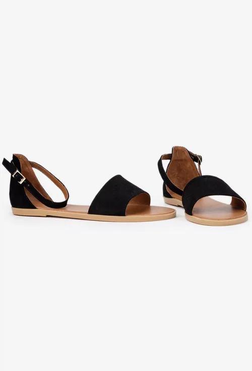 Sandale dama negre din piele intoarsa picture - 5