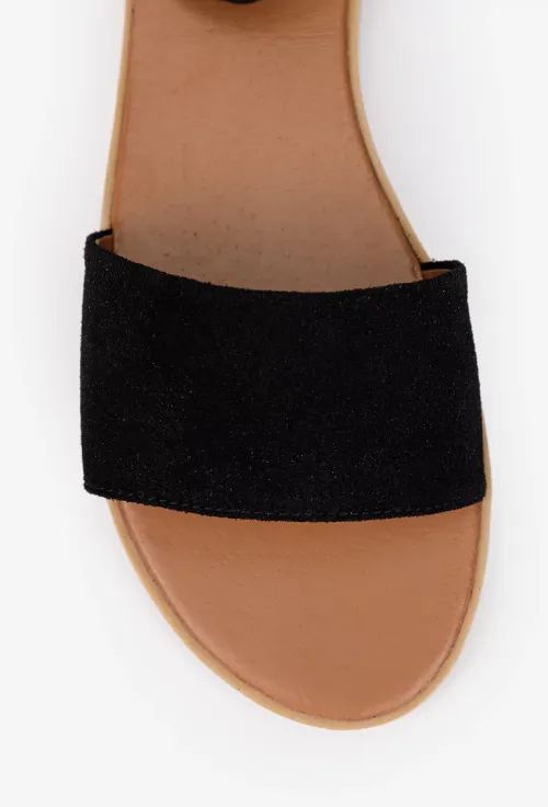 Sandale dama negre din piele intoarsa picture - 6