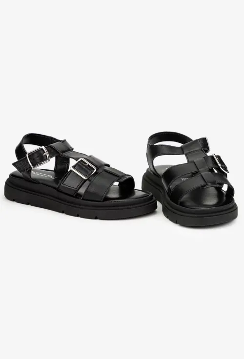 Sandale dama negre din piele naturala picture - 6