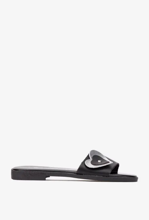 Sandale dama negre din piele naturala model stil papuc picture - 3