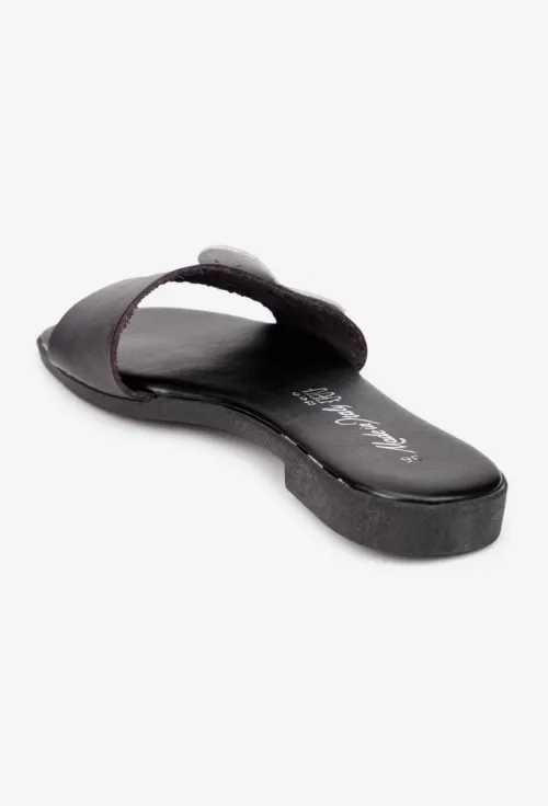 Sandale dama negre din piele naturala model stil papuc picture - 4