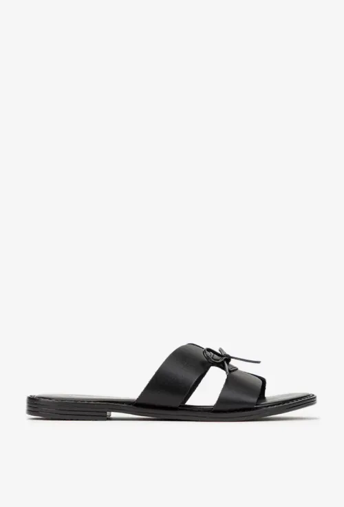 Sandale dama negre din piele naturala model stil papuc picture - 4