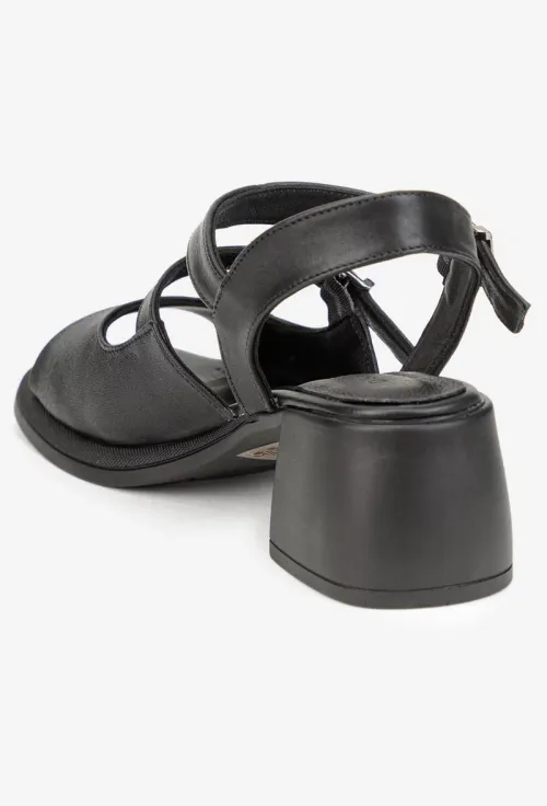 Sandale dama negre realizate din piele naturala picture - 4