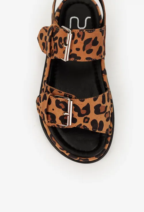 Sandale dama NUR din piele intoarsa animal print picture - 7
