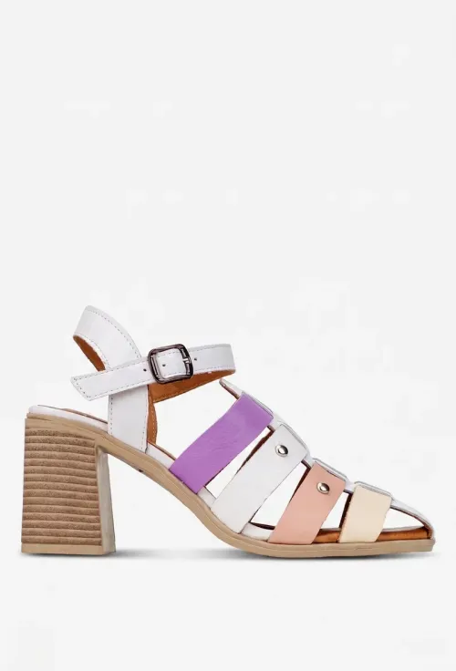 Sandale dama NUR din piele naturala multicolora picture - 3