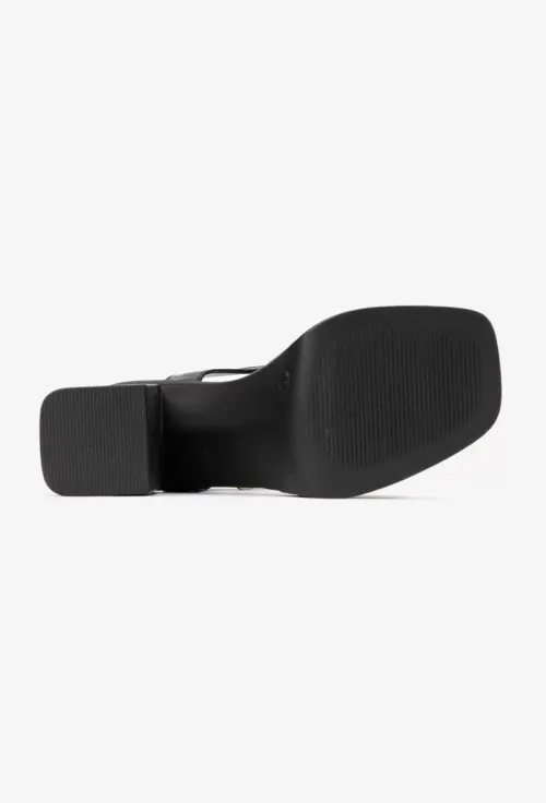 Sandale dama NUR negre din piele naturala cu toc picture - 5
