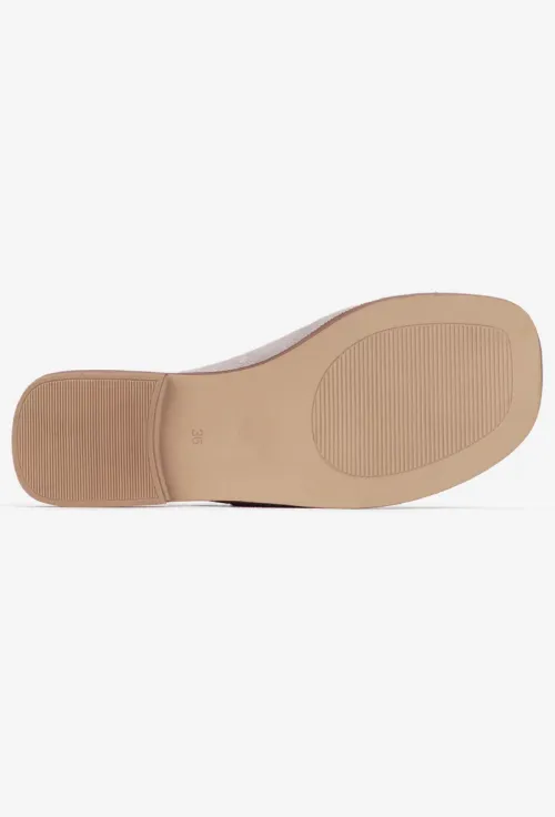 Sandale stil papuc dama din piele intoarsa taupe picture - 4