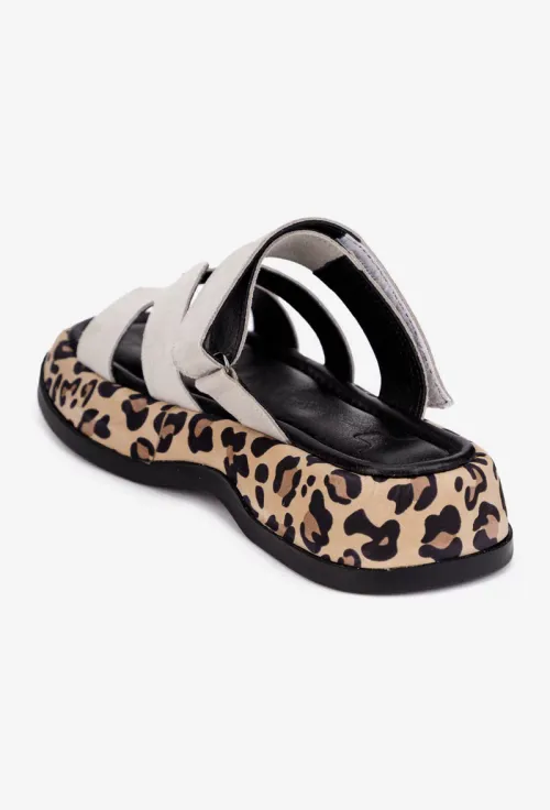 Sandale stil papuc dama NUR din piele intoarsa grej picture - 4